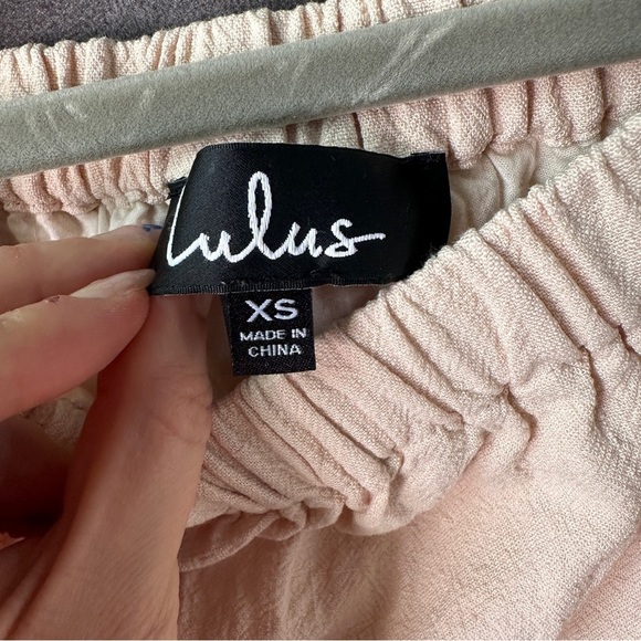 Lulus Al Fresco Evenings Off Shoulder Dress Beige Tie Sleeve Shift Women’s XS - Picture 13 of 17